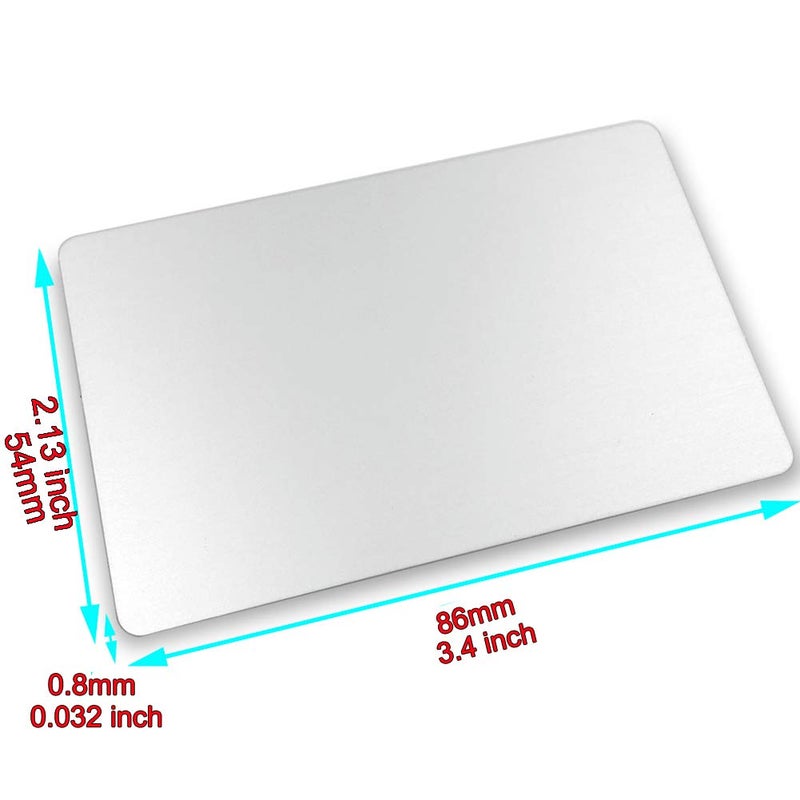 ebamaz Metal Business Cards Anodized Aluminum Plaque Plate 86X54X0.8mm (Silver,Blank,10PCS) - Image 2